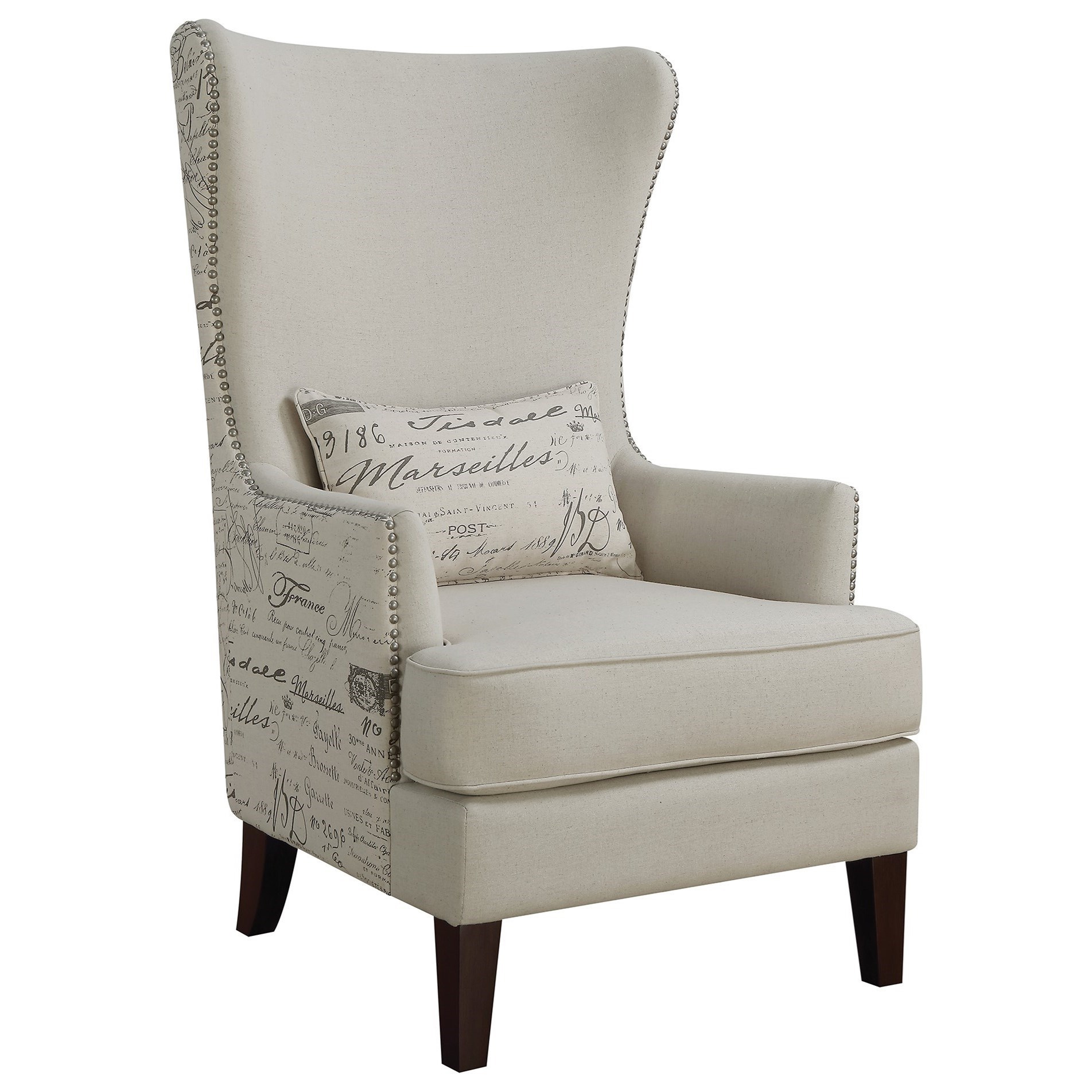 Script wingback chair top